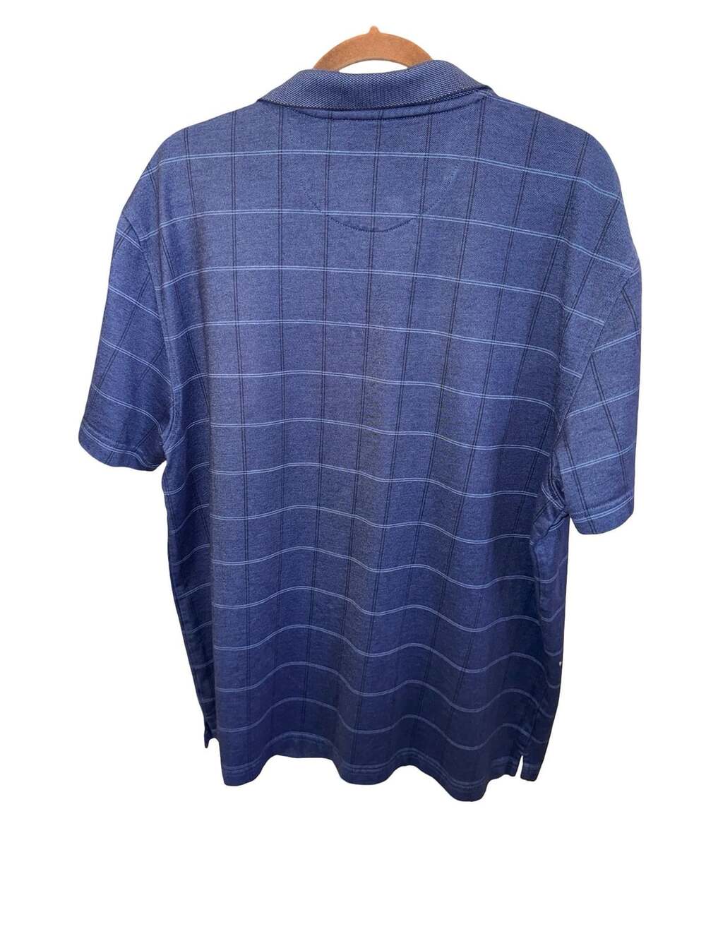Van Heusen Mens XXL Blue Check Plaid Short Sleeve Polo Shirt - Picture 2 of 5